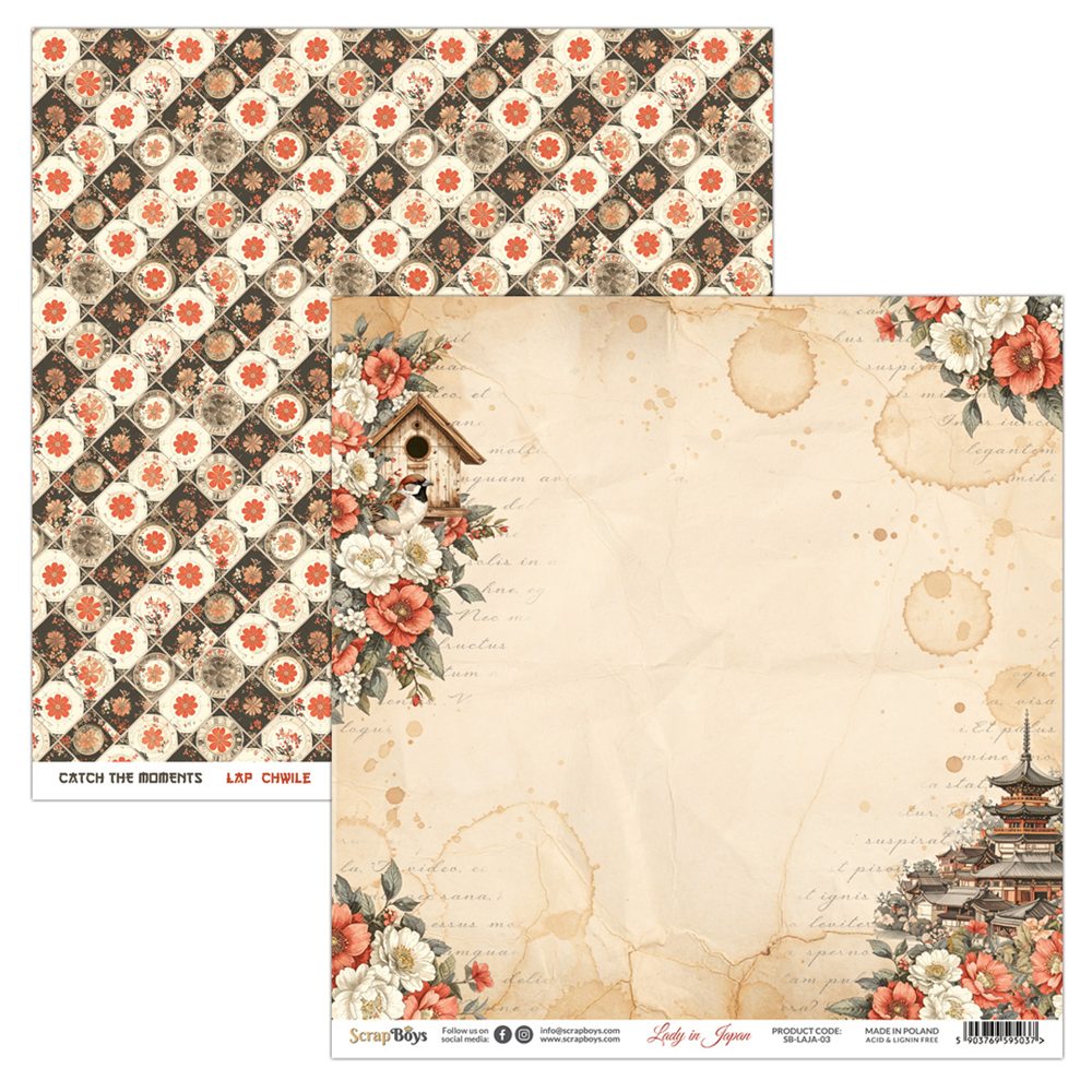 Double-sidedpaper 30,5x30,5cm Lady in Japan - 03, 250 gsm (1 sheet)