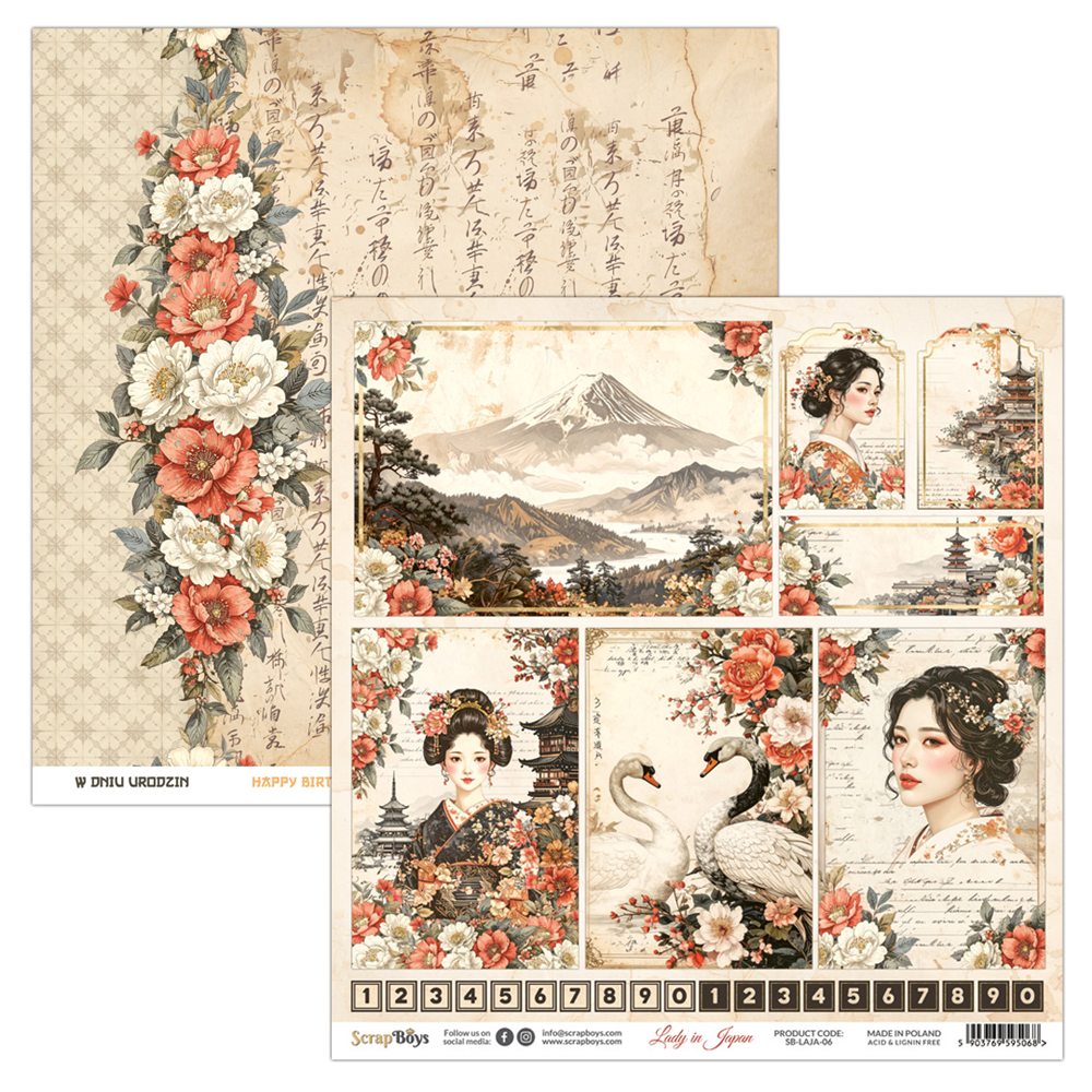 Double-sidedpaper 30,5x30,5cm Lady in Japan - 06, 250 gsm (1 sheet) Double-sidedpaper 30,5x30,5cm Lady in Japan - 06, 250 gsm (1 sheet)