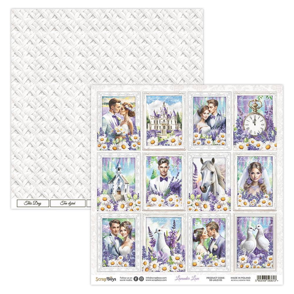 Double-sided paper 30,5x30,5cm Lavender Love - 05, 250 gsm (1 sheet)