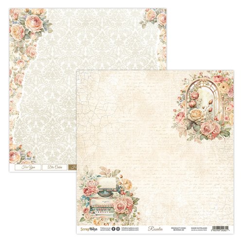 Double-sided paper 30,5x30,5cm Rosalia - 02, 250 gsm (1 sheet) Double-sided paper 30,5x30,5cm Rosalia - 02, 250 gsm (1 sheet)