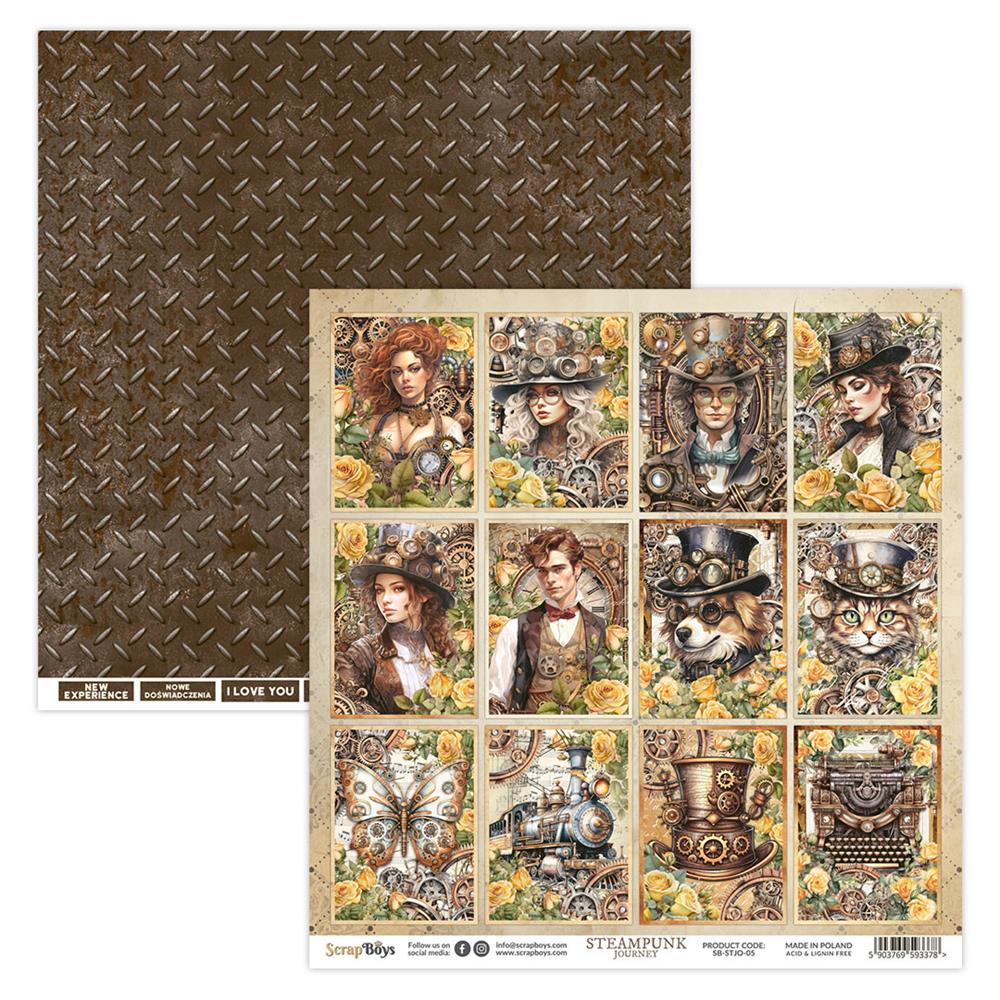 Double-sided paper 30,5x30,5cm Steampunk Journey - 05, 250 gsm (1 sheet) Double-sided paper 30,5x30,5cm Steampunk Journey - 05, 250 gsm (1 sheet)