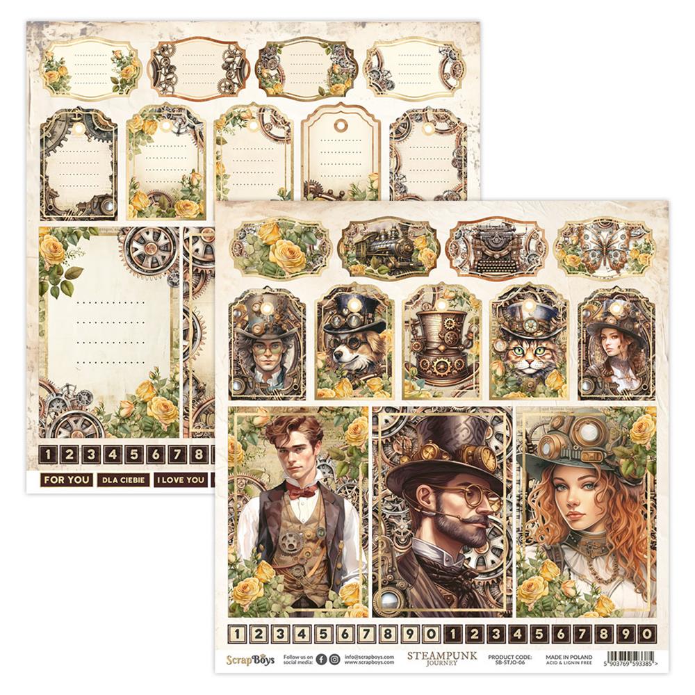 Double-sided paper 30,5x30,5cm Steampunk Journey - 06, 250 gsm (1 sheet) Double-sided paper 30,5x30,5cm Steampunk Journey - 06, 250 gsm (1 sheet)