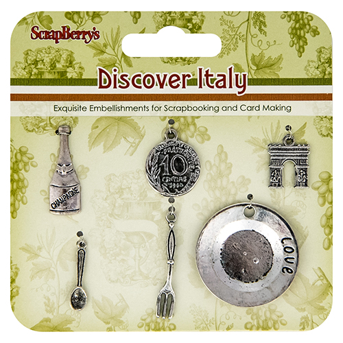 Metal charms set Discover Italy