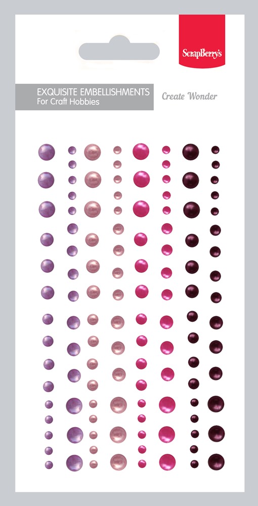 Adhesive halfpearls set 05, 120pcs, 4 colours, 3-6mm