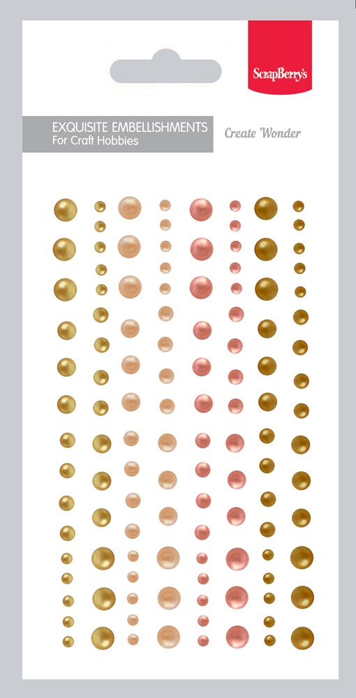 Adhesive halfpearls set 06, 120pcs, 4 colours, 3-6mm