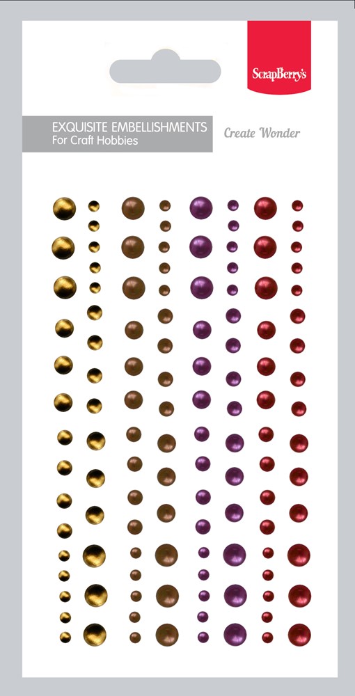 Adhesive halfpearls set 07, 120pcs, 4 colours, 3-6mm Adhesive halfpearls set 07, 120pcs, 4 colours, 3-6mm