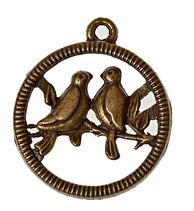 Metal charms set BIRD ON THE PERCH 24*20mm, 10pcs