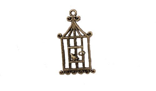 Metal charms set FLAT BIRDCAGE 18*32mm, 10pcs