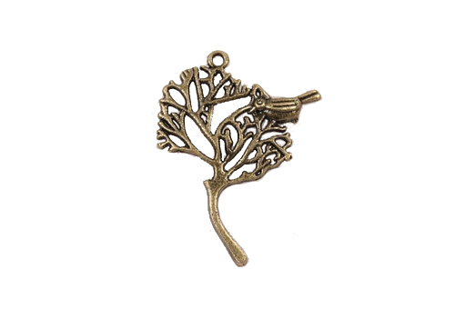 Metal charms set BIRD ON THE BRANCH 29*41mm, 10pcs, bundle