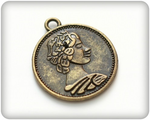 Metal charms set ANCIENT COIN 23*20mm, 10pcs