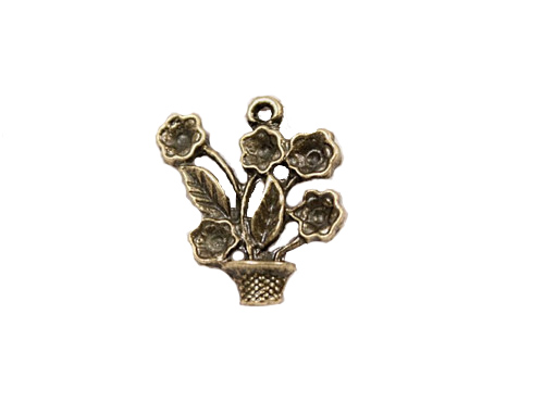 Metal charms set FLOWER POT 26*22mm, 10pcs