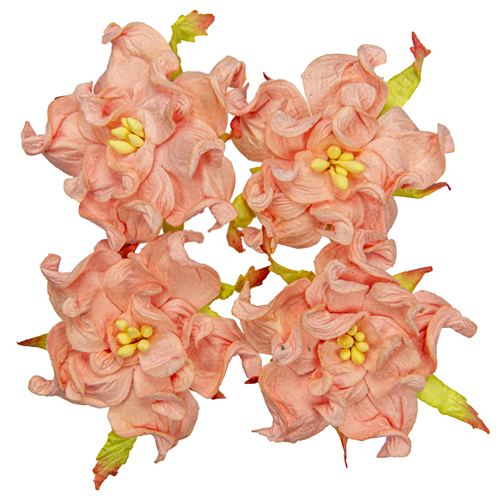Handmade mulberry Gardenia, dia ~5cm, 4 pcs, SALMON