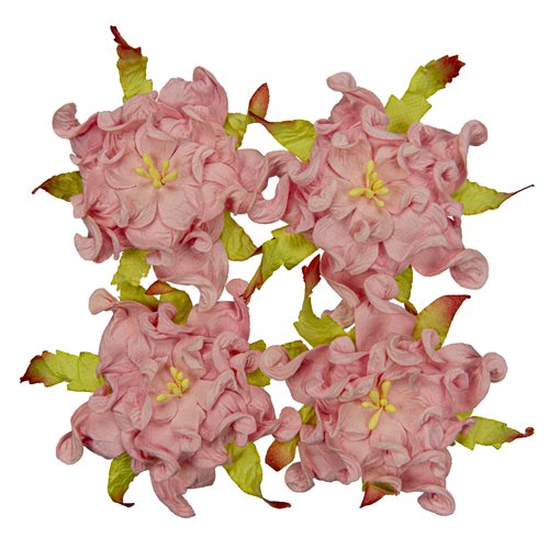 Handmade mulberry Gardenia, dia ~7cm, 4 pcs, LIGHT PINK
