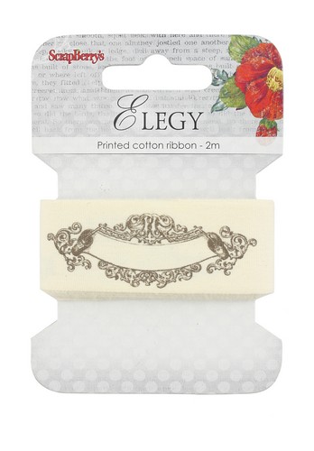 Printed cotton ribbon Elegy, 25mm, 2m