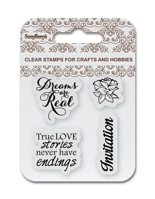 Set of stamps 7*7 cm Invitation, Wedding