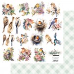 Double-sided paper 30,5x30,5 cm Soul of Spring – Birds – extras to cut, 250 gsm (1 sheet)