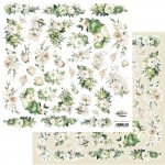Double-sided paper 30,5x30,5 cm Gentleness – Flowers– extras to cut, mirror print, 250 gsm (1 sheet)