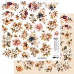 Double-sided paper 30,5x30,5 cm Lovely Autumn – flowers to cut, mirror print, 250 gsm (1 sheet)