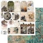 Double-sided paper 30,5x30,5 cm The Legends Of The Dragons – Tags – extras to cut, 250 gsm (1 sheet)