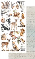 Double-sided paper 30,5x15 cm Memory of Spring – Animals, 250 gsm (1 sheet)