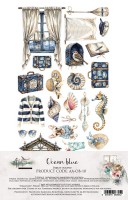 Extras to Cut Set 10 – 30,5x15 cm Ocean Blue, 250 gsm, mirror print (7 sheets, 7 designs)