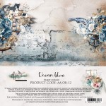 Paper Collection Set 15x15 cm Ocean Blue, 250 gsm (24 sheets, 12 designs, 4x6 double-sided sheets)