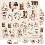Double-sided paper 30,5x30,5 cm Romantic Boho – Extras 11 to cut, mirror print, 250 gsm (1 sheet)