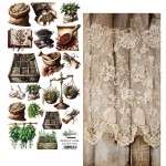 Double-sided paper 30,5x15 cm Recipe for Happiness – extras to cut, 2 designs 250 gsm (1 sheet)