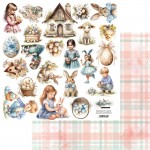 Double-sided paper 30,5x30,5 cm Soul of Spring – Easter – extras to cut, 250 gsm (1 sheet)