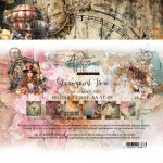 Paper Collection Set 20,3x20,3 cm Steampunk Time, 190 gsm (12 sheets, 12 designs, 2x6 double-sided sheets, 1x bonus design 20x15 cm on the cover)