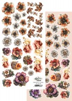 Double-sided paper 30,5x15 cm Steampunk Time – Flowers– extras to cut, mirror print, 250 gsm (1 sheet)