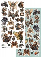 Double-sided paper 30,5x15 cm Steampunk Time, extras to cut, mirror print, 250 gsm (1 sheet)