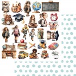 Double-sided paper 30,5x30,5 cm Happy Time – School – extras to cut, 250 gsm (1 sheet)