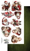 Double-sided paper 30,5x15 cm Wonderful Christmas Time – Santa- extras to cut, 250 gsm (1 sheet)