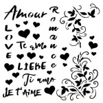 Stencil Amour - Amour, 15x15 cm thickness 1 mm, by Aida Domisiewicz