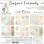 Paper Collection Set 20,3x20,3cm Safari Friends, 190 gsm (24 sheets, 12 designs, 4x6 double-sided sheets + bonus design on the cover)