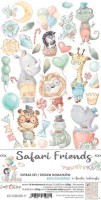 Extras to Cut Set – Boy – Safari Friends, 15,5x30,5cm, mirror print, 250 gsm (18 sheets, 9 designs, 2x9 double-sided sheets + bonus design on the cover)