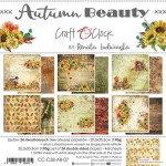 Paper Collection Set 20,3x20,3cm Autumn Beauty, 190 gsm (24 sheets, 12 designs, 4x6 double-sided sheets + 2x bonus design on the cover)