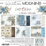 Paper Collection Set 20,3x20,3cm Winter Morning, 190 gsm (24 sheets, 12 designs, 4x6 double-sided sheets + 2x bonus design on the cover)