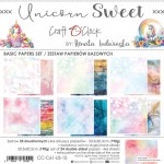 Basic Paper Set 20,3x20,3cm Unicorn Sweet, 190 gsm (24 sheets, 12 designs, 4x6 double-sided sheets +2x bonus design on the cover)