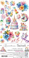 Extras to Cut Set – Flowers and Sweets – Unicorn Sweets,15,75x30,5cm, mirror print, 250 gsm (18 sheets, 9 designs, 2x9 double-sided sheets + 2x bonus on the cover)