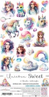 Extras to Cut Set – Unicors and Girls – Unicorn Sweets,15,75x30,5cm, mirror print, 250 gsm (18 sheets, 9 designs, 2x9 double-sided sheets + 2x bonus on the cover)