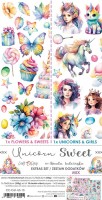 Extras to Cut Set – Mix – Unicorn Sweets,15,75x30,5cm, mirror print, 250 gsm (18 sheets, 18 designs – all Flower... and Unicorn sheets x1 + 3x bonus designs on the cover)