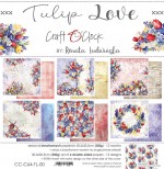 Paper Collection Set 30,5x30,5cm Tulip Love, 250 gsm (6 double-sided sheets, 12 designs, bonus design 30,5x30,5 cm on the cover)
