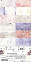 Basic Paper Set 15,75x30,5cm Tulip Love, 190 gsm (18 sheets, 12 designs, 3x6 double-sided sheets, bonus design – 3 sheets)