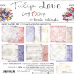 Basic Paper Set 20,3x20,3cm Tulip Love, 190 gsm (24 sheets, 12 designs, 4x6 double-sided sheets +4x bonus design on the cover)