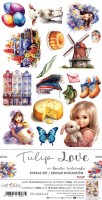Extras to Cut Set – Tulip – Tulip Love,15,75x30,5cm, mirror print, 250 gsm (18 sheets, 9 designs, 2x9 double-sided sheets + 2x bonus on the cover)