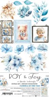 Extras to Cut Set – Flowers & My First Year – Boy & Toy,15,75x30,5cm, mirror print, 250 gsm (18 sheets, 9 designs, 2x9 double-sided sheets + 2x bonus on the cover)