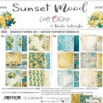 Mix Paper Set 20,3x20,3cm Sunset Mood, 250 gsm (24 sheets, 24 designs – collection and basic designs, 2x12 double-sided sheets +5x bonus design on the cover)