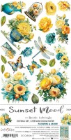 Extras to Cut Set – Flowers & More – Sunset Mood,15,75x30,5cm, mirror print, 250 gsm (18 sheets, 9 designs, 2x9 double-sided sheets + 2x bonus on the cover)